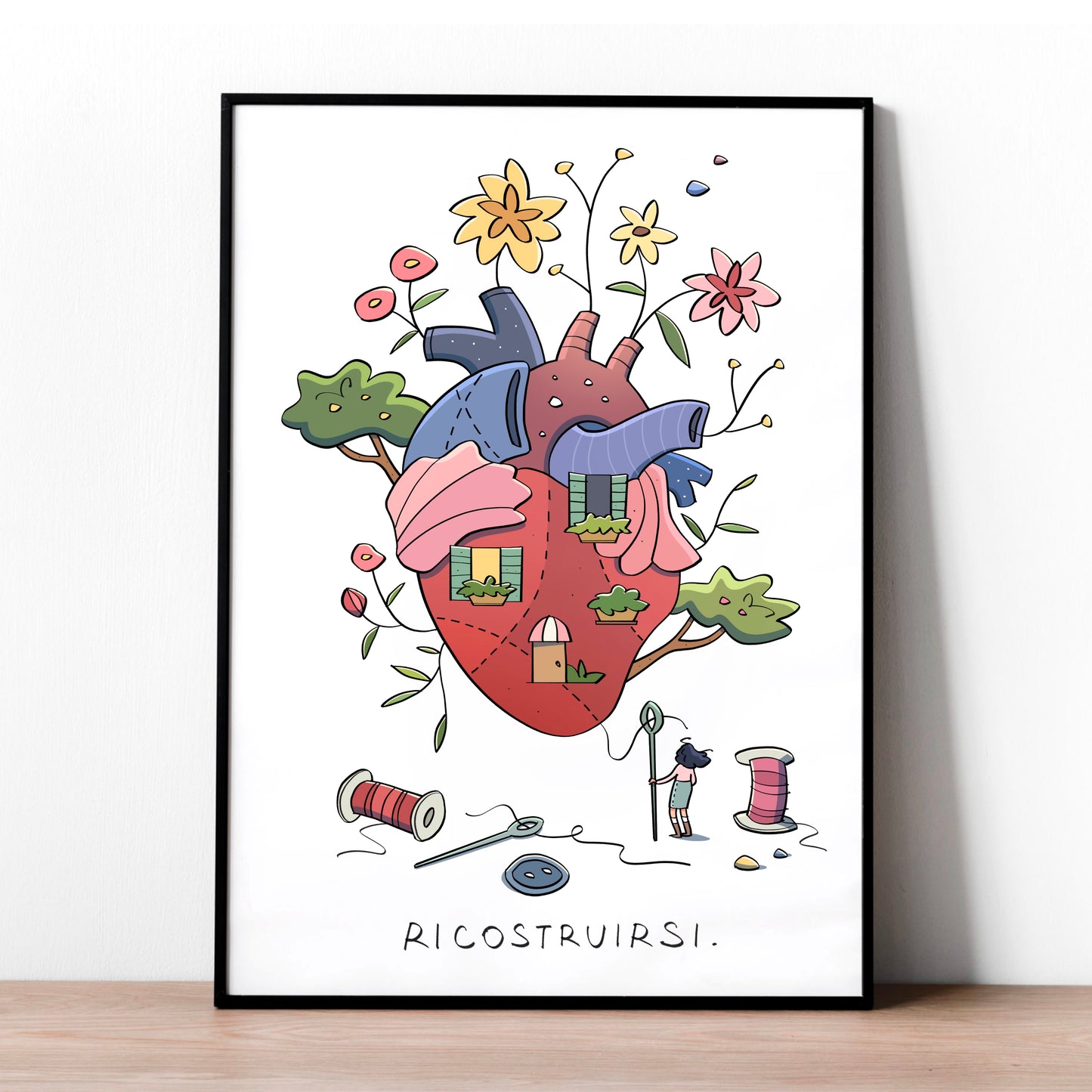 Riscostruirsi (cuore anatomico) - Stampa a4